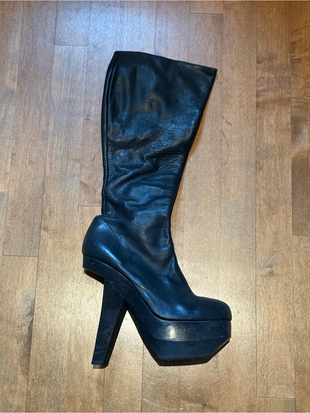 Sky Black Platform Knee-High Heel Boot